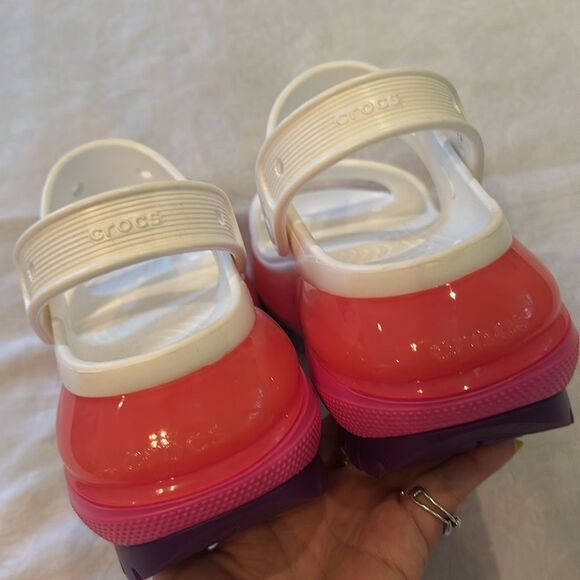 Crocs Mega Crush Sandal Size 9 White Pink Purple Platform - Picture 4 of 11